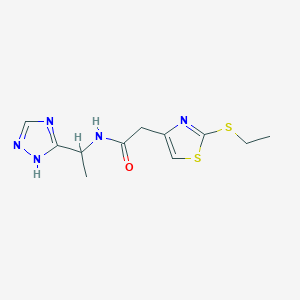 molecular formula C11H15N5OS2 B3933926 2-[2-(ethylthio)-1,3-thiazol-4-yl]-N-[1-(1H-1,2,4-triazol-5-yl)ethyl]acetamide 