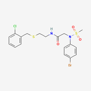 molecular formula C18H20BrClN2O3S2 B3933934 N~2~-(4-bromophenyl)-N~1~-{2-[(2-chlorobenzyl)thio]ethyl}-N~2~-(methylsulfonyl)glycinamide 