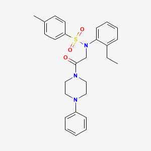 molecular formula C27H31N3O3S B3933969 N-(2-ethylphenyl)-4-methyl-N-[2-oxo-2-(4-phenyl-1-piperazinyl)ethyl]benzenesulfonamide 