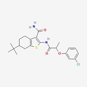 molecular formula C22H27ClN2O3S B3933981 6-tert-butyl-2-{[2-(3-chlorophenoxy)propanoyl]amino}-4,5,6,7-tetrahydro-1-benzothiophene-3-carboxamide 