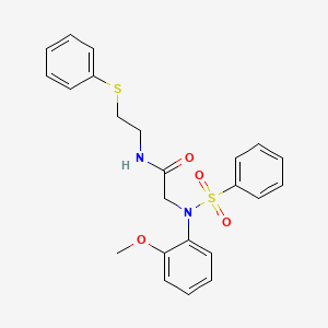 molecular formula C23H24N2O4S2 B3933982 N~2~-(2-methoxyphenyl)-N~2~-(phenylsulfonyl)-N~1~-[2-(phenylthio)ethyl]glycinamide 
