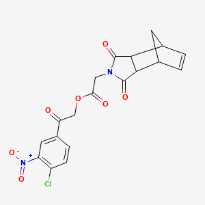 molecular formula C19H15ClN2O7 B3934016 2-(4-chloro-3-nitrophenyl)-2-oxoethyl (3,5-dioxo-4-azatricyclo[5.2.1.0~2,6~]dec-8-en-4-yl)acetate 