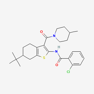 molecular formula C26H33ClN2O2S B3934043 N-{6-tert-butyl-3-[(4-methyl-1-piperidinyl)carbonyl]-4,5,6,7-tetrahydro-1-benzothien-2-yl}-2-chlorobenzamide 