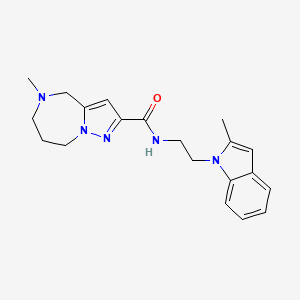 molecular formula C20H25N5O B3934053 5-methyl-N-[2-(2-methyl-1H-indol-1-yl)ethyl]-5,6,7,8-tetrahydro-4H-pyrazolo[1,5-a][1,4]diazepine-2-carboxamide 