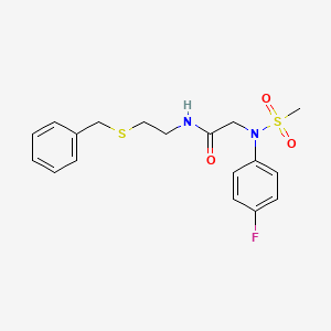 molecular formula C18H21FN2O3S2 B3934086 N~1~-[2-(benzylthio)ethyl]-N~2~-(4-fluorophenyl)-N~2~-(methylsulfonyl)glycinamide 