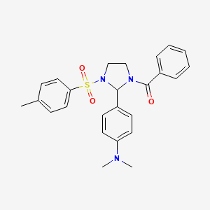 (4-{1-benzoyl-3-[(4-methylphenyl)sulfonyl]-2-imidazolidinyl}phenyl)dimethylamine