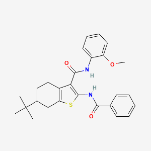 molecular formula C27H30N2O3S B3934114 2-(benzoylamino)-6-tert-butyl-N-(2-methoxyphenyl)-4,5,6,7-tetrahydro-1-benzothiophene-3-carboxamide 