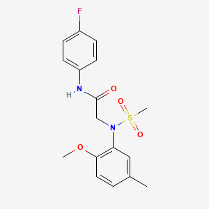 molecular formula C17H19FN2O4S B3934116 N~1~-(4-fluorophenyl)-N~2~-(2-methoxy-5-methylphenyl)-N~2~-(methylsulfonyl)glycinamide CAS No. 6450-13-1