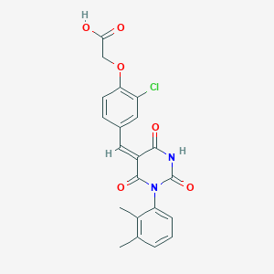 molecular formula C21H17ClN2O6 B3934120 (2-chloro-4-{[1-(2,3-dimethylphenyl)-2,4,6-trioxotetrahydro-5(2H)-pyrimidinylidene]methyl}phenoxy)acetic acid 