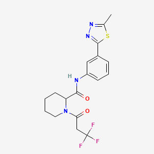 molecular formula C18H19F3N4O2S B3934143 N-[3-(5-methyl-1,3,4-thiadiazol-2-yl)phenyl]-1-(3,3,3-trifluoropropanoyl)-2-piperidinecarboxamide 