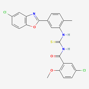 molecular formula C23H17Cl2N3O3S B3934201 5-chloro-N-({[5-(5-chloro-1,3-benzoxazol-2-yl)-2-methylphenyl]amino}carbonothioyl)-2-methoxybenzamide CAS No. 6451-05-4