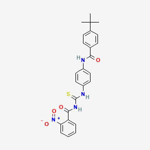 molecular formula C25H24N4O4S B3934219 N-[({4-[(4-tert-butylbenzoyl)amino]phenyl}amino)carbonothioyl]-2-nitrobenzamide 