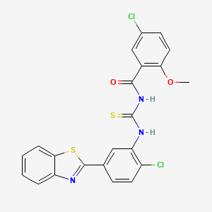molecular formula C22H15Cl2N3O2S2 B3934254 N-({[5-(1,3-benzothiazol-2-yl)-2-chlorophenyl]amino}carbonothioyl)-5-chloro-2-methoxybenzamide 