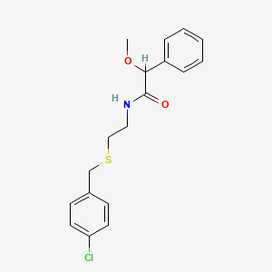 molecular formula C18H20ClNO2S B3934267 N-{2-[(4-chlorobenzyl)thio]ethyl}-2-methoxy-2-phenylacetamide 
