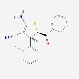 molecular formula C19H16N2OS B393427 (4R,5R)-4-(2-Methylphenyl)-5-benzoyl-4,5-dihydro-2-aminothiophene-3-carbonitrile 