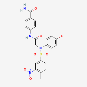 molecular formula C23H22N4O7S B3934292 4-({N-(4-methoxyphenyl)-N-[(4-methyl-3-nitrophenyl)sulfonyl]glycyl}amino)benzamide 