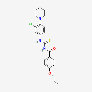 molecular formula C22H26ClN3O2S B3934296 N-({[3-chloro-4-(1-piperidinyl)phenyl]amino}carbonothioyl)-4-propoxybenzamide 