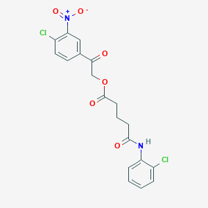 molecular formula C19H16Cl2N2O6 B3934322 2-(4-chloro-3-nitrophenyl)-2-oxoethyl 5-[(2-chlorophenyl)amino]-5-oxopentanoate 