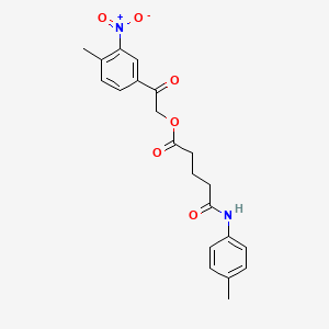 molecular formula C21H22N2O6 B3934331 2-(4-methyl-3-nitrophenyl)-2-oxoethyl 5-[(4-methylphenyl)amino]-5-oxopentanoate 