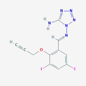 molecular formula C11H8I2N6O B393434 N-(5-amino-1H-tetraazol-1-yl)-N-[3,5-diiodo-2-(2-propynyloxy)benzylidene]amine 
