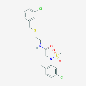 molecular formula C19H22Cl2N2O3S2 B3934357 N~1~-{2-[(3-chlorobenzyl)thio]ethyl}-N~2~-(5-chloro-2-methylphenyl)-N~2~-(methylsulfonyl)glycinamide 