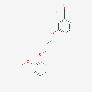 molecular formula C18H19F3O3 B3934365 2-methoxy-4-methyl-1-{3-[3-(trifluoromethyl)phenoxy]propoxy}benzene 
