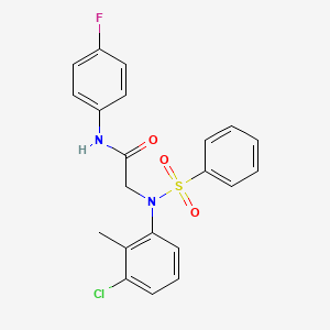 molecular formula C21H18ClFN2O3S B3934372 N~2~-(3-chloro-2-methylphenyl)-N~1~-(4-fluorophenyl)-N~2~-(phenylsulfonyl)glycinamide 