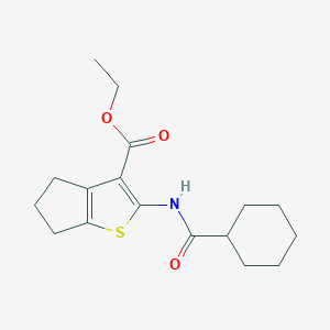 molecular formula C17H23NO3S B393438 ethyl 2-[(cyclohexylcarbonyl)amino]-5,6-dihydro-4H-cyclopenta[b]thiophene-3-carboxylate CAS No. 315712-39-1