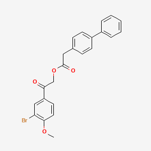 molecular formula C23H19BrO4 B3934440 2-(3-bromo-4-methoxyphenyl)-2-oxoethyl 4-biphenylylacetate 
