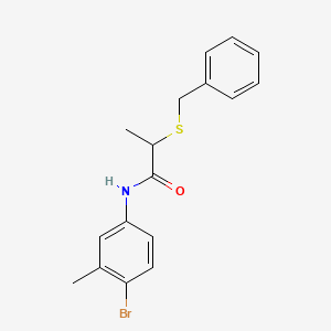 molecular formula C17H18BrNOS B3934488 2-(benzylthio)-N-(4-bromo-3-methylphenyl)propanamide 