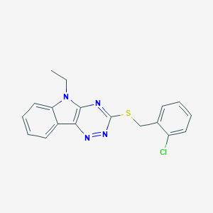 molecular formula C18H15ClN4S B393451 2-chlorobenzyl 5-ethyl-5H-[1,2,4]triazino[5,6-b]indol-3-yl sulfide 