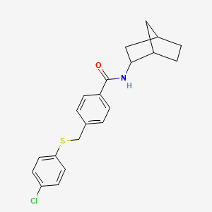 molecular formula C21H22ClNOS B3934511 N-bicyclo[2.2.1]hept-2-yl-4-{[(4-chlorophenyl)thio]methyl}benzamide 