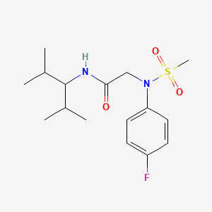 molecular formula C16H25FN2O3S B3934518 N~2~-(4-fluorophenyl)-N~1~-(1-isopropyl-2-methylpropyl)-N~2~-(methylsulfonyl)glycinamide 