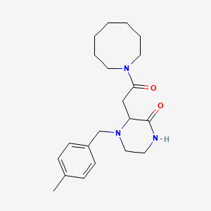 molecular formula C21H31N3O2 B3934548 3-[2-(1-azocanyl)-2-oxoethyl]-4-(4-methylbenzyl)-2-piperazinone 