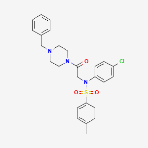 molecular formula C26H28ClN3O3S B3934563 N-[2-(4-benzyl-1-piperazinyl)-2-oxoethyl]-N-(4-chlorophenyl)-4-methylbenzenesulfonamide 