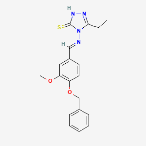 molecular formula C19H20N4O2S B3934603 4-{[4-(benzyloxy)-3-methoxybenzylidene]amino}-5-ethyl-4H-1,2,4-triazole-3-thiol 
