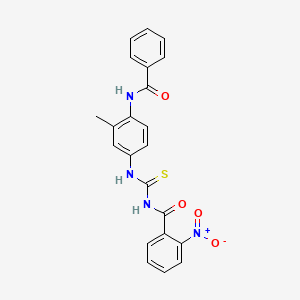 molecular formula C22H18N4O4S B3934618 N-({[4-(benzoylamino)-3-methylphenyl]amino}carbonothioyl)-2-nitrobenzamide 