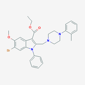 molecular formula C30H32BrN3O3 B393463 ethyl 6-bromo-5-methoxy-2-{[4-(2-methylphenyl)piperazino]methyl}-1-phenyl-1H-indole-3-carboxylate 