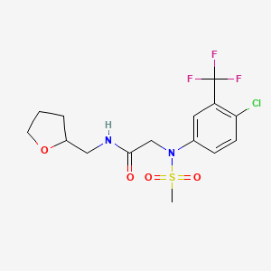 molecular formula C15H18ClF3N2O4S B3934638 N~2~-[4-chloro-3-(trifluoromethyl)phenyl]-N~2~-(methylsulfonyl)-N~1~-(tetrahydro-2-furanylmethyl)glycinamide 