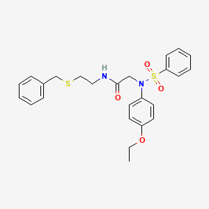 molecular formula C25H28N2O4S2 B3934654 N~1~-[2-(benzylthio)ethyl]-N~2~-(4-ethoxyphenyl)-N~2~-(phenylsulfonyl)glycinamide 