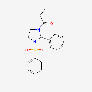 molecular formula C19H22N2O3S B3934669 1-[(4-methylphenyl)sulfonyl]-2-phenyl-3-propionylimidazolidine 