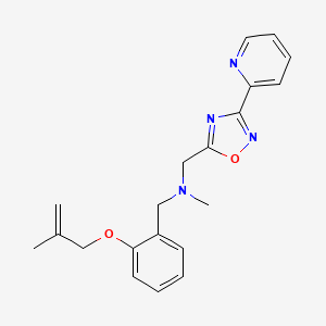 molecular formula C20H22N4O2 B3934678 N-methyl-1-{2-[(2-methylprop-2-en-1-yl)oxy]phenyl}-N-[(3-pyridin-2-yl-1,2,4-oxadiazol-5-yl)methyl]methanamine 