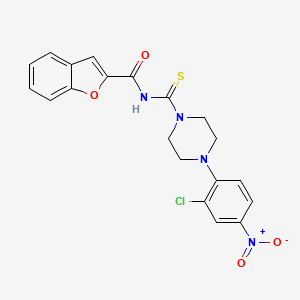 molecular formula C20H17ClN4O4S B3934685 N-{[4-(2-chloro-4-nitrophenyl)-1-piperazinyl]carbonothioyl}-1-benzofuran-2-carboxamide 