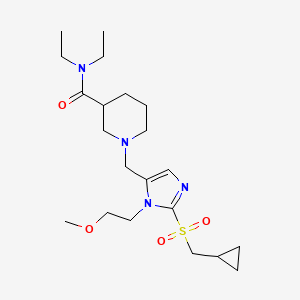 molecular formula C21H36N4O4S B3934709 1-{[2-[(cyclopropylmethyl)sulfonyl]-1-(2-methoxyethyl)-1H-imidazol-5-yl]methyl}-N,N-diethyl-3-piperidinecarboxamide 