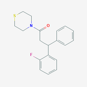 molecular formula C19H20FNOS B3934728 4-[3-(2-fluorophenyl)-3-phenylpropanoyl]thiomorpholine 