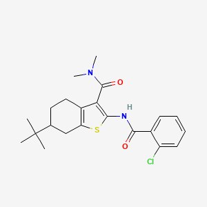 molecular formula C22H27ClN2O2S B3934740 6-tert-butyl-2-[(2-chlorobenzoyl)amino]-N,N-dimethyl-4,5,6,7-tetrahydro-1-benzothiophene-3-carboxamide 
