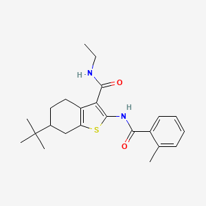 molecular formula C23H30N2O2S B3934742 6-tert-butyl-N-ethyl-2-[(2-methylbenzoyl)amino]-4,5,6,7-tetrahydro-1-benzothiophene-3-carboxamide 
