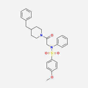 molecular formula C27H30N2O4S B3934746 N-[2-(4-benzyl-1-piperidinyl)-2-oxoethyl]-4-methoxy-N-phenylbenzenesulfonamide 