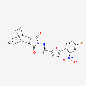 molecular formula C22H16BrN3O5 B3934755 4-({[5-(4-bromo-2-nitrophenyl)-2-furyl]methylene}amino)-4-azatetracyclo[5.3.2.0~2,6~.0~8,10~]dodec-11-ene-3,5-dione 