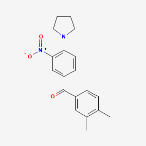 molecular formula C19H20N2O3 B3934778 (3,4-dimethylphenyl)[3-nitro-4-(1-pyrrolidinyl)phenyl]methanone 